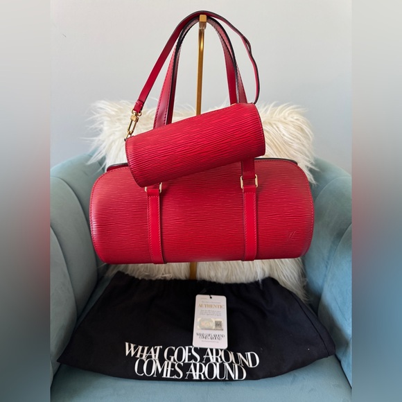 Red Louis Vuitton Epi Soufflot bag w mini bag - Picture 1 of 3